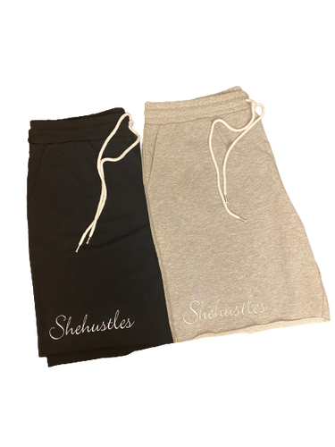 Shehustles Script logo Lux Jogger shorts